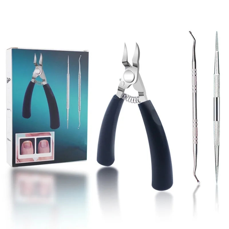 Professional Toenail Clippers Set | Sharp Stainless Steel Tool Nail Clippers Set Qme 3Pcs set