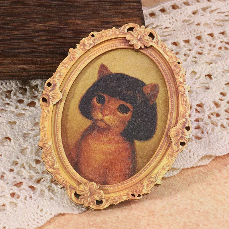 Mini Oval Retro Wooden Fridge Magnet – Funny Cat Haircut Novelty Fridge Magnet Qme