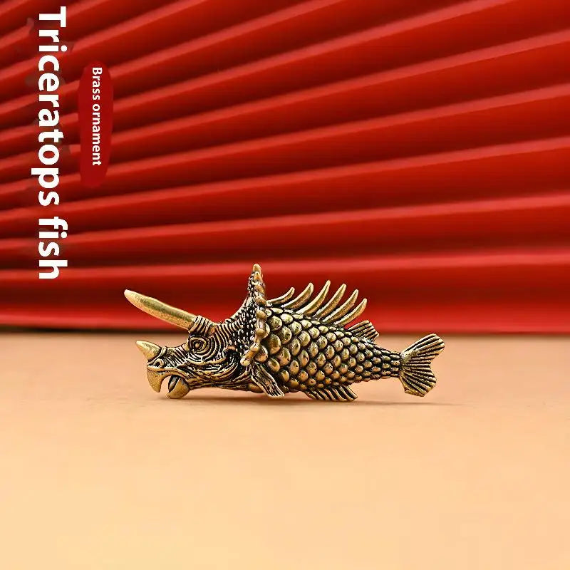Brass Fish Figurine Retro Lucky Animal Statue Home Decor Brass Figurine Qst