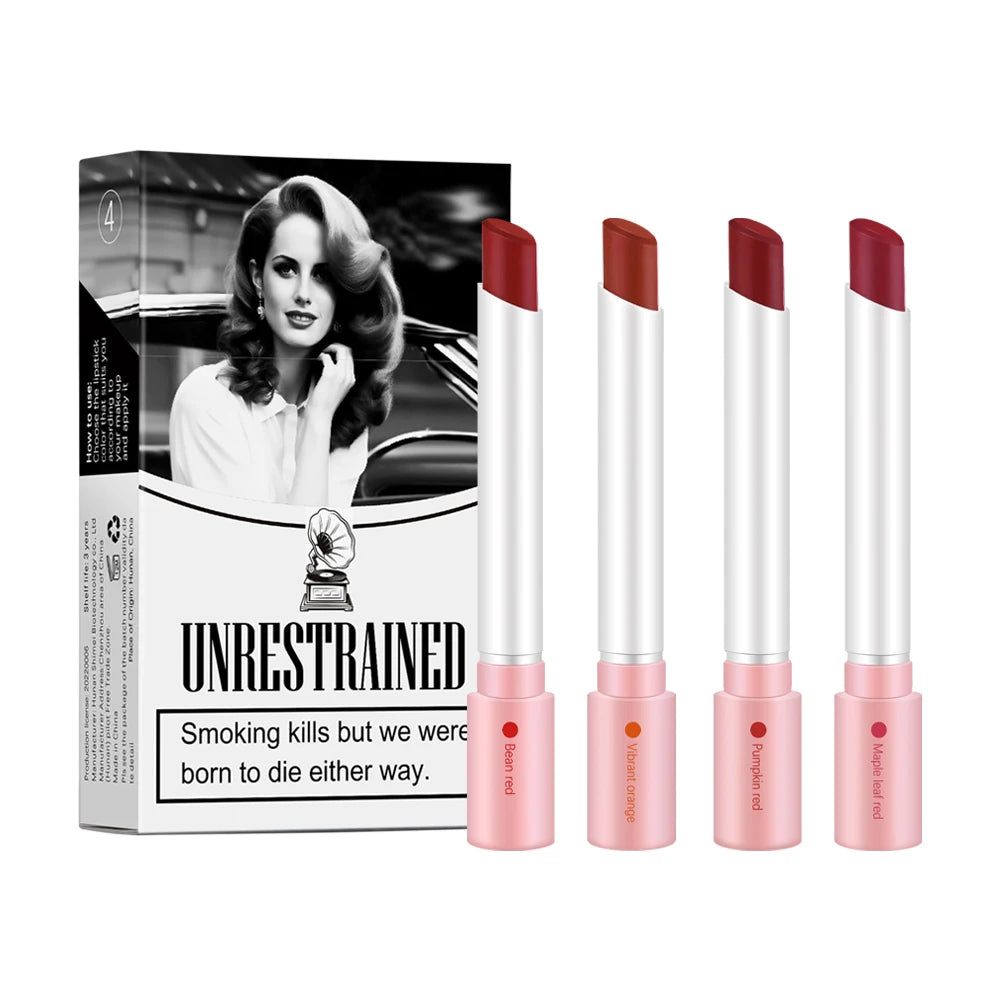 4-Piece Matte Lipstick Set – Waterproof Long-Lasting Lip Tint Matte Lipstick Set Qst