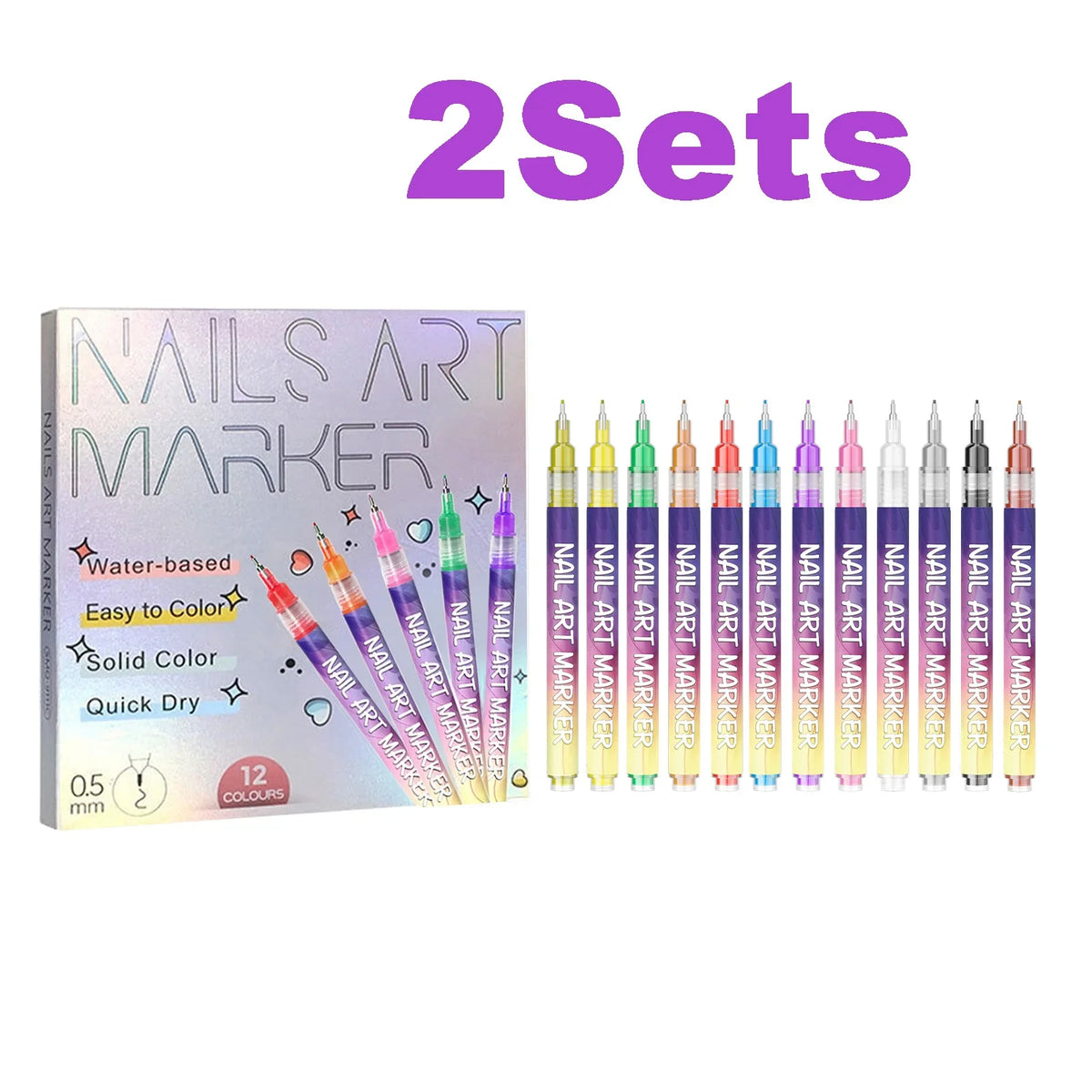 Nail Art Graffiti Pen – DIY Fine Line Abstract Nail Painting Nail Art Pen Qme 2 Sets