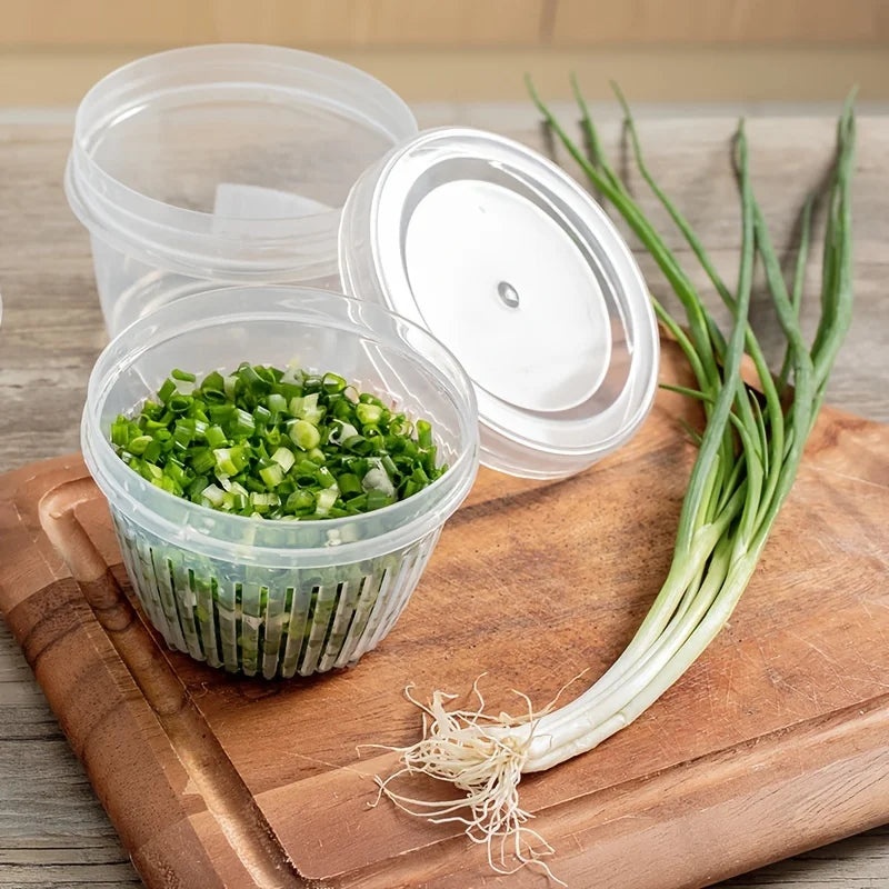 Scallion & Veggie Keeper Fridge Box with Drainage | 1 Pack Produce Storage Box Qme
