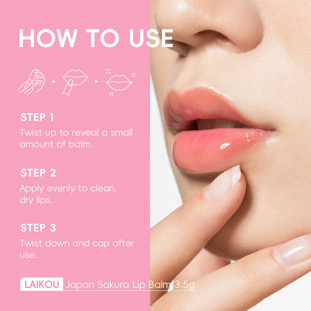 LAIKOU Sakura Lip Balm – Hydrating Cherry Blossom Lip Care Lip Balm Qst