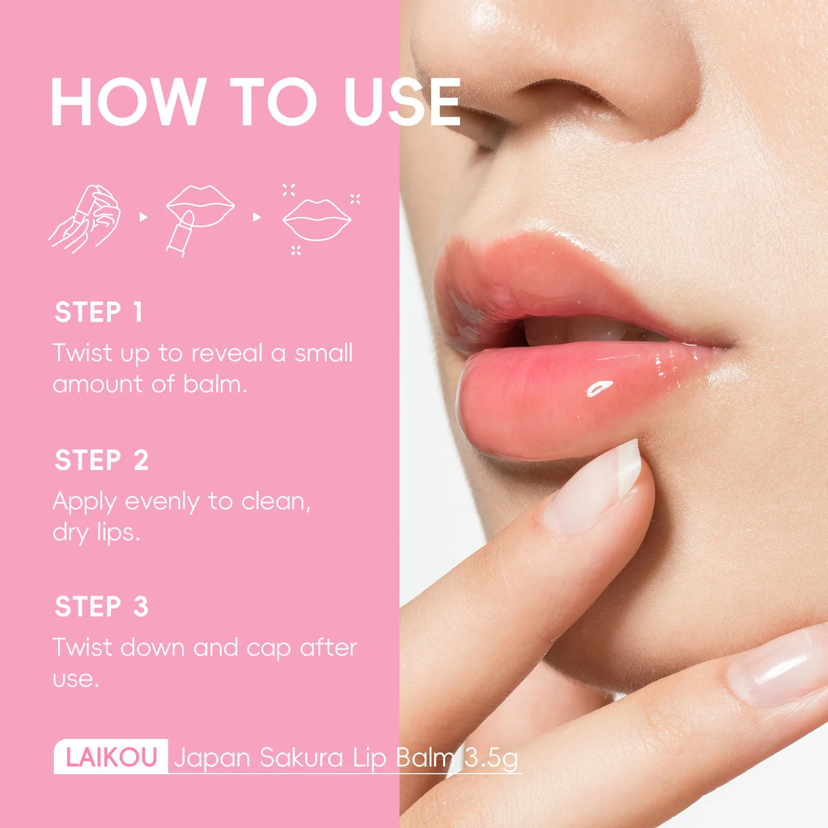 LAIKOU Sakura Lip Balm – Hydrating Cherry Blossom Lip Care Lip Balm Qst