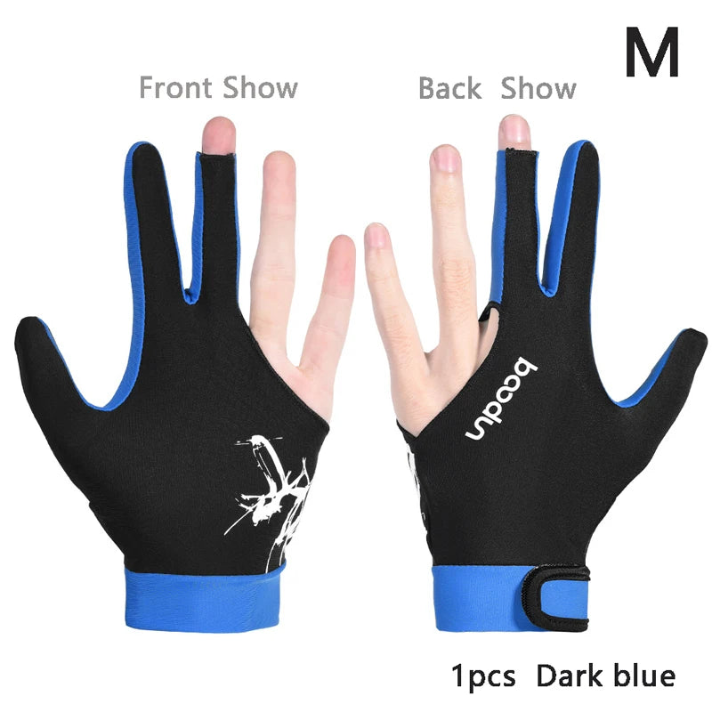 3-Finger Billiard Snooker Glove – Left & Right Hand, M/L Billiard Cue Glove Qst M Dark blue