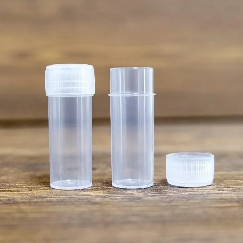 100pcs 5ml Plastic Test Tube Vials with Caps – Pill Storage Plastic Storage Vials Qme