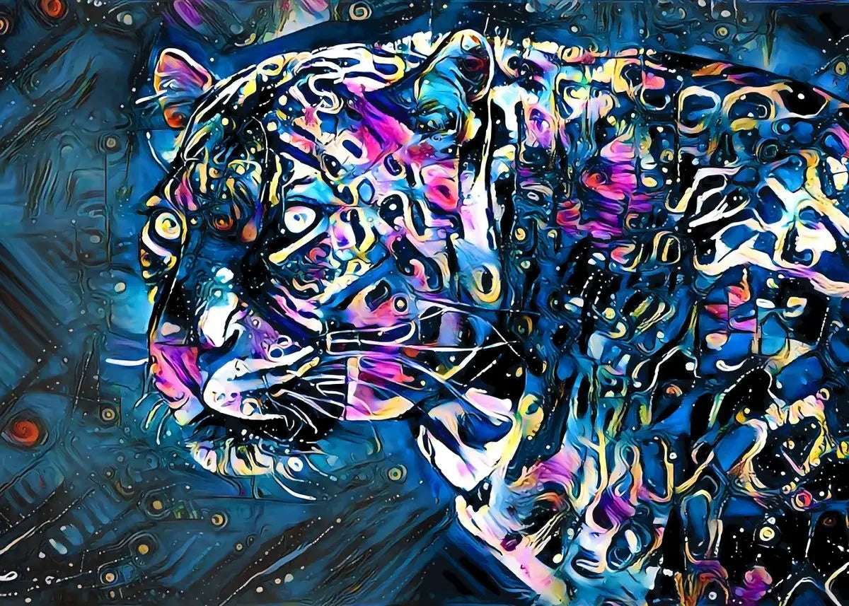 Abstract Animal Canvas Wall Art – Lion Tiger Cat Retro Prints Canvas Wall Art Qst 1 40x50cm Unframed