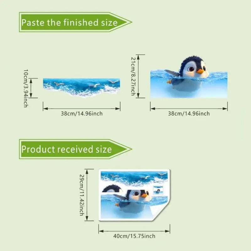 Cute Penguin Waterproof Toilet Stickers – Self-Adhesive Decals Decorative Wall Sticker Qme 1pc