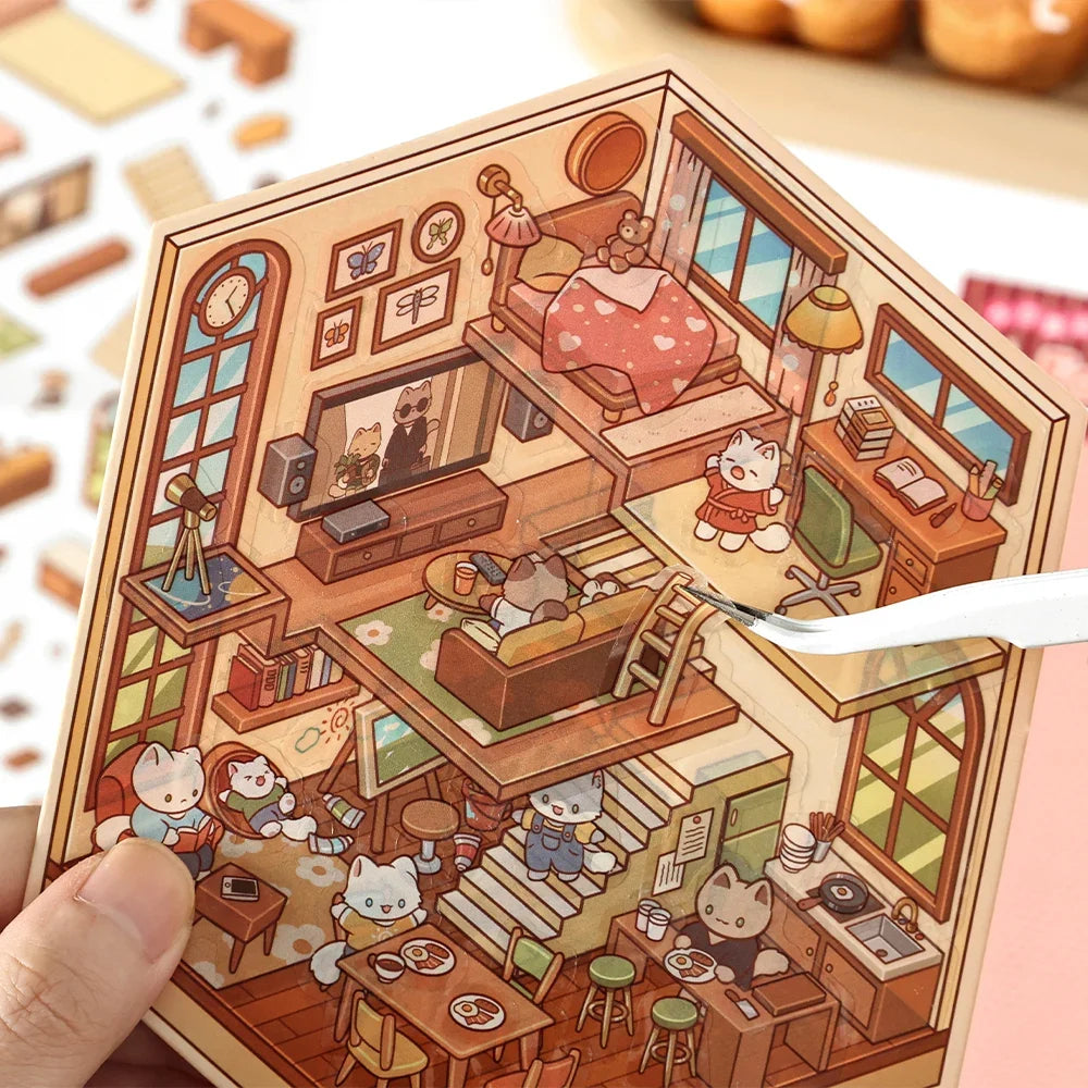 3D Cartoon Landscape Scrapbooking Stickers – Miniature DIY Scene Scrapbooking Stickers Qme