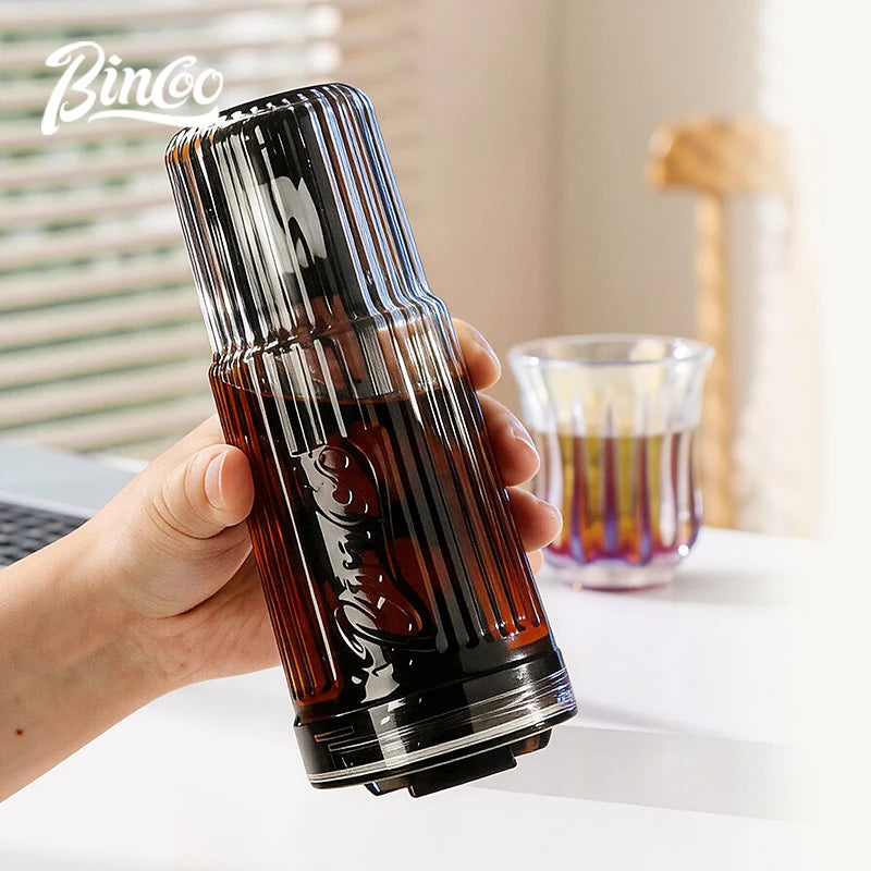 Bincoo Ribbed Glass Cold Brew Tumbler with Filter Cold Brew Tumbler Qst
