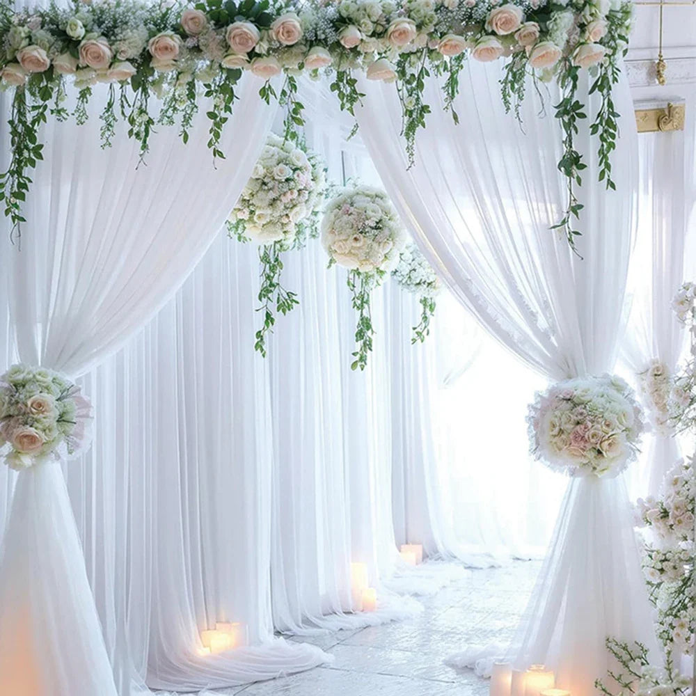Wedding Mesh Arch Backdrop Curtain – Outdoor Party Decoration Wedding Arch Backdrop Qme