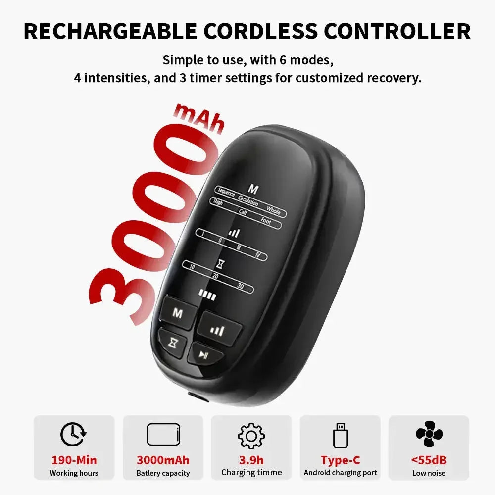 VamsLuna Wireless Leg Compression Massager – 360° Air Pressure Leg Compression Massager Qst