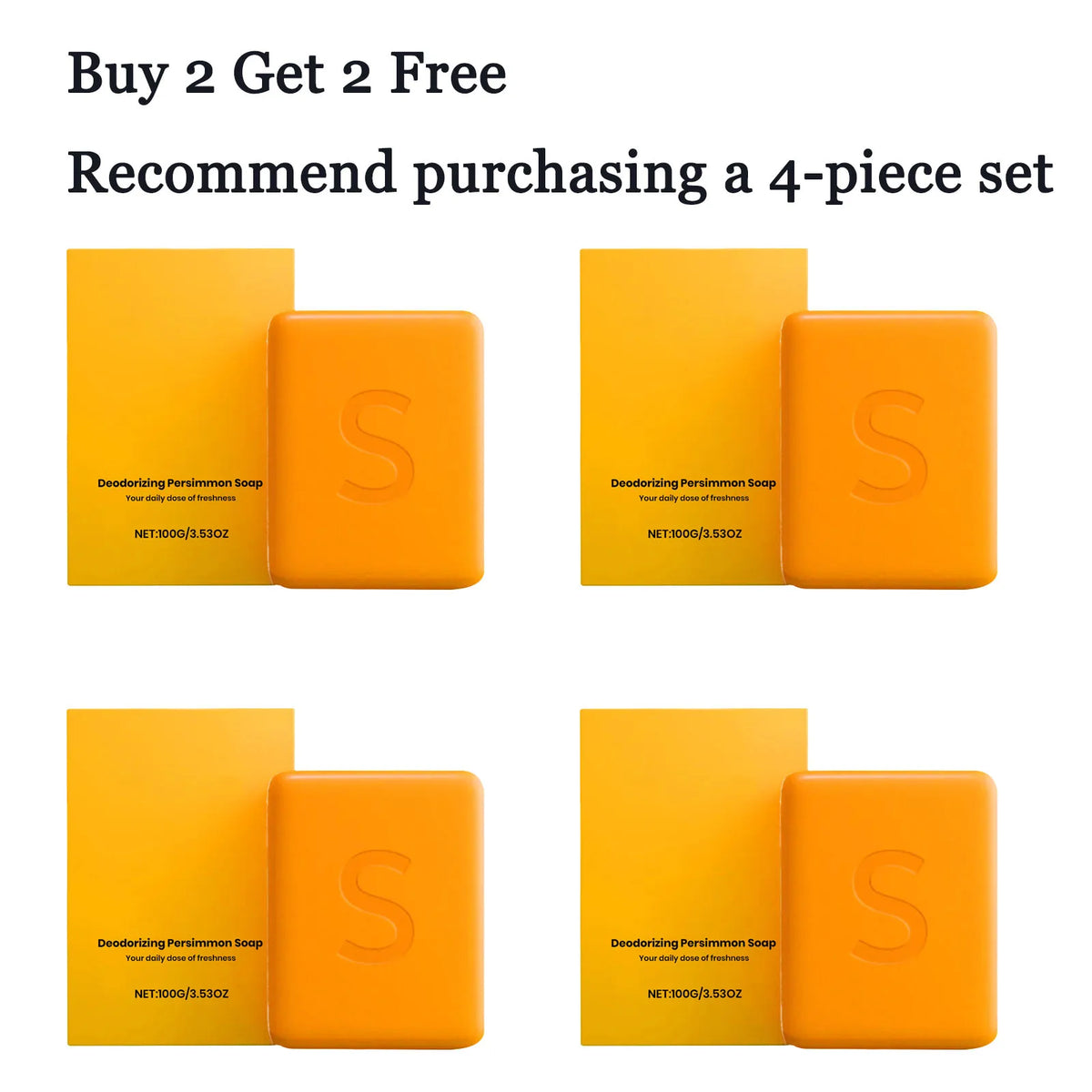 Persimmon Body Soap 100G – Moisturizing Exfoliating Bar Body Bar Soap Qst 4 pcs