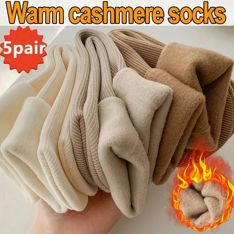 Women's Fleece Lined Thermal Crew Socks – 5 Pairs, Soft & Warm Thermal Crew Socks Qme
