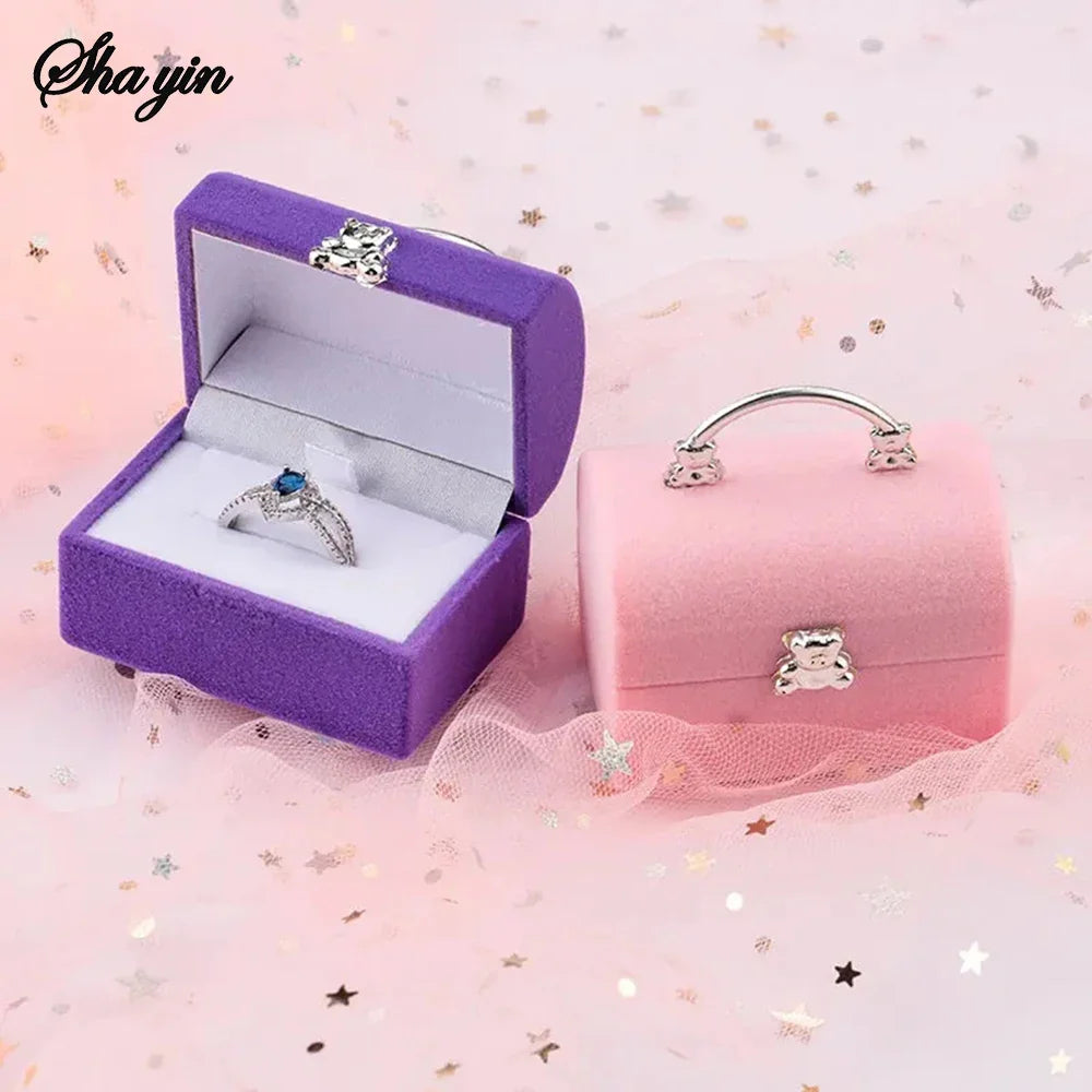 Velvet Bear Jewelry Box – Ring, Necklace & Gift Display Case Velvet Jewelry Box Qme