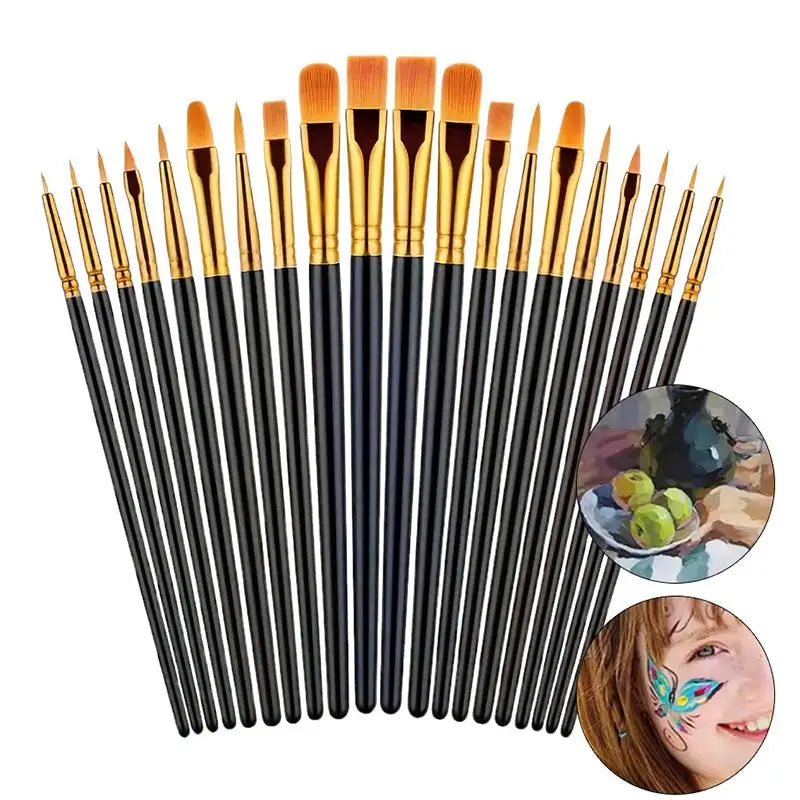 Professional Detail Painting Brushes Round Flat Nylon Watercolor Detail Paint Brushes Qme
