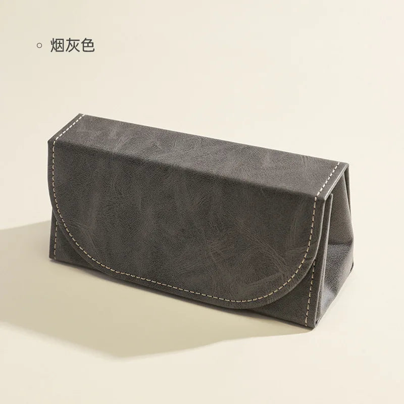 Premium PU Leather Large Capacity Men's Eyeglass Case Eyeglass Case Qme Grey Glasses Storage