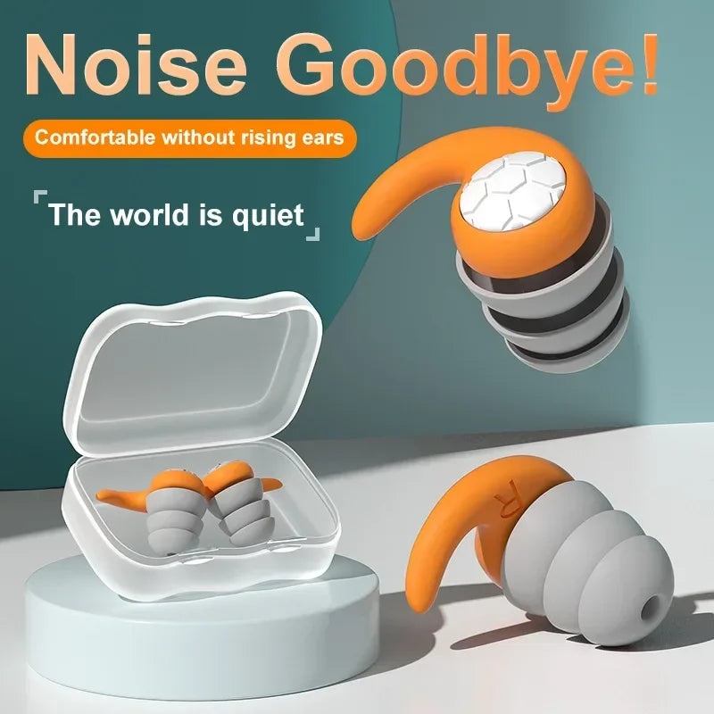 3-Layer Soft Silicone Ear Plugs for Sleep & Noise Reduction Silicone Ear Plugs Qme
