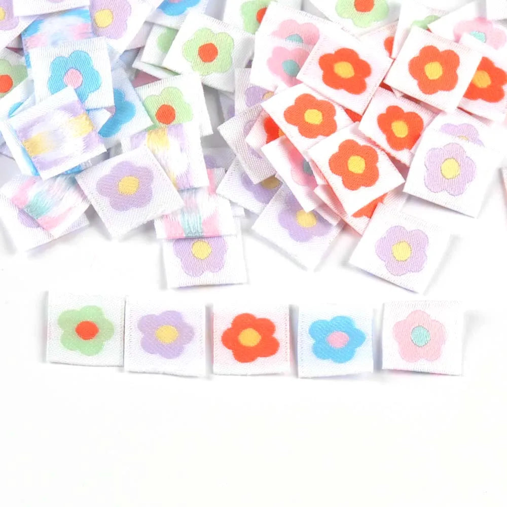 Cute Flower Embroidery Mini Labels – 50pc Sewing & Knitting Tags Embroidery Sewing Labels Qme