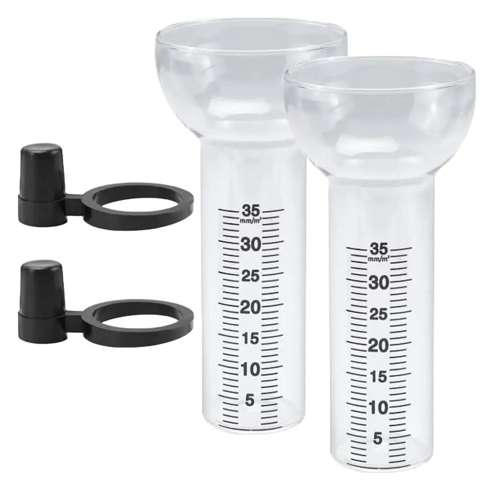 Outdoor Clear Glass Rain Gauge Set – 2 Cups, Stand & Replacement Tube Outdoor Rain Gauge Qme China Mainland as shown