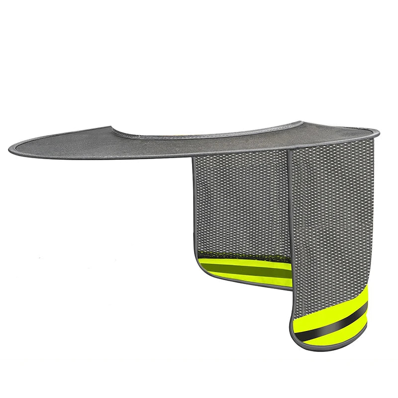 Sun Shade Safety Helmet Neck Shield Cap – Reflective Stripe Sun Protection Hat Qst one size gray