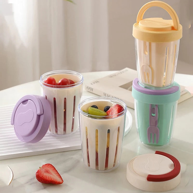 Portable Salad Cup with Drainage, Lid & Fork – Leak-Proof Food Storage Cup Qst