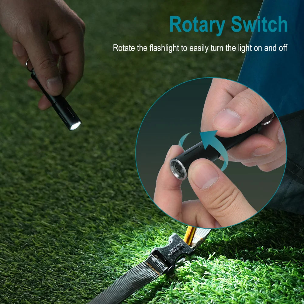 BORUiT RJ11 Mini LED Keychain Flashlight – IP67, 120LM, AAA Mini LED Flashlight Qst