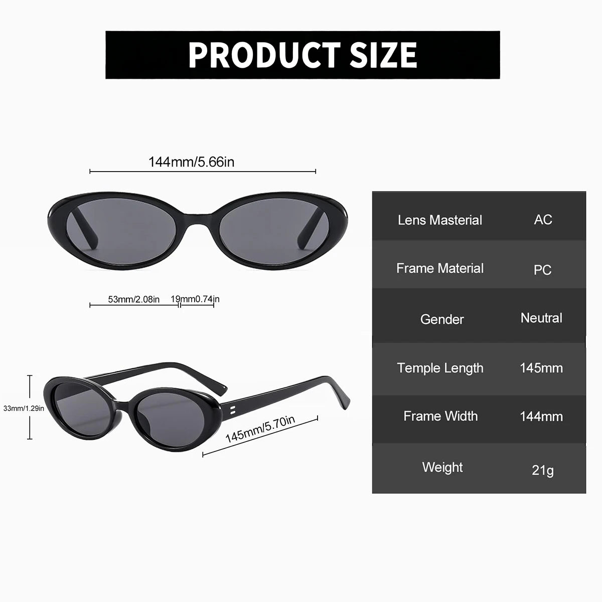 VOPHA Retro Oval Sunglasses UV400 Unisex Vintage Punk Style Fashion Sunglasses Qst