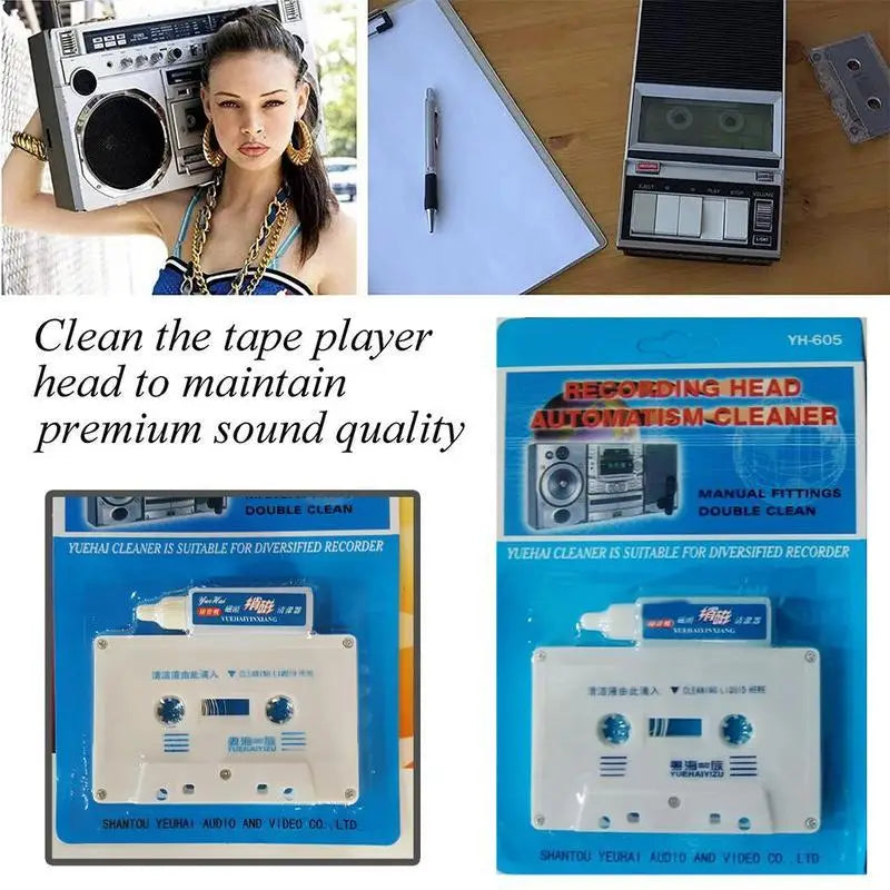 Cassette Tape Head Cleaner – Wet & Dry Audio Recorder Cleaning Cassette Head Cleaner Qme