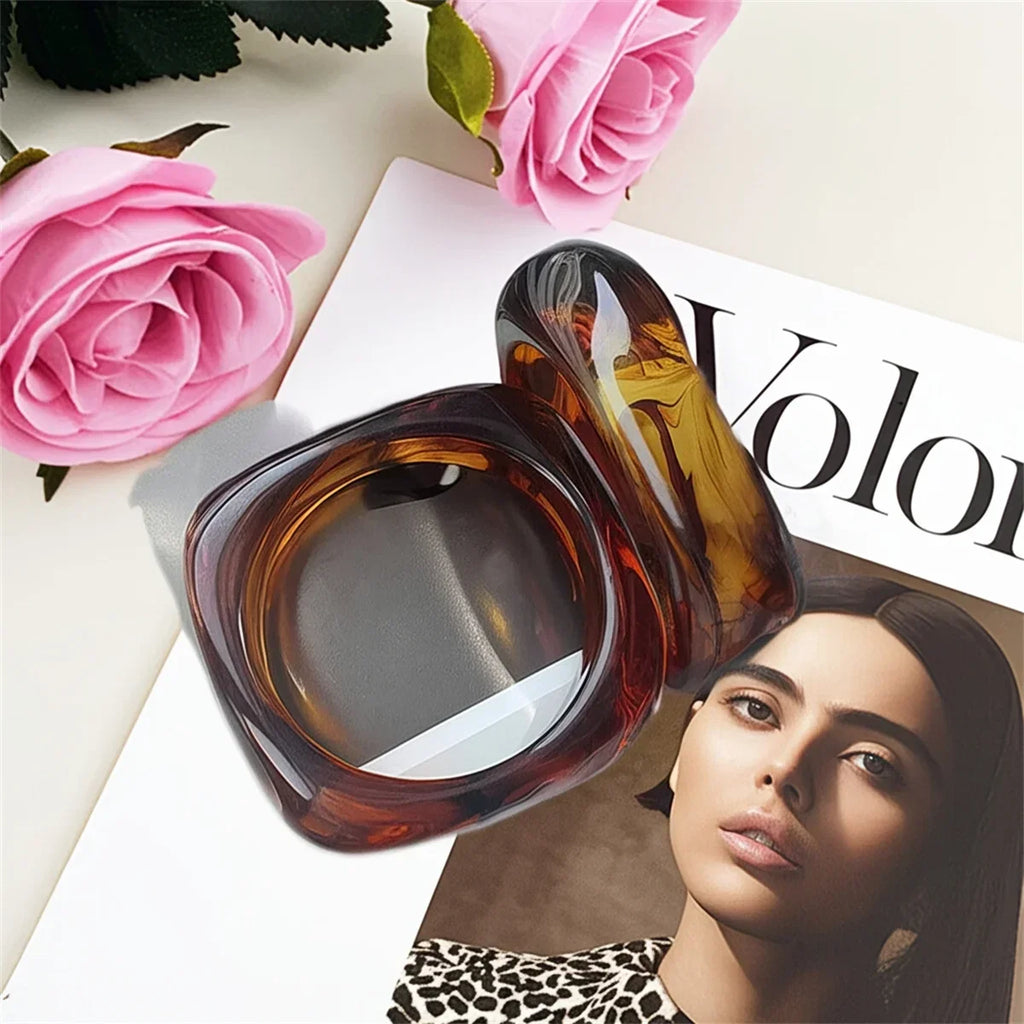 Clear Square Acrylic Resin Bracelet – Chunky Wide Bangle Acrylic Resin Bracelet Qme touzhong 63mm