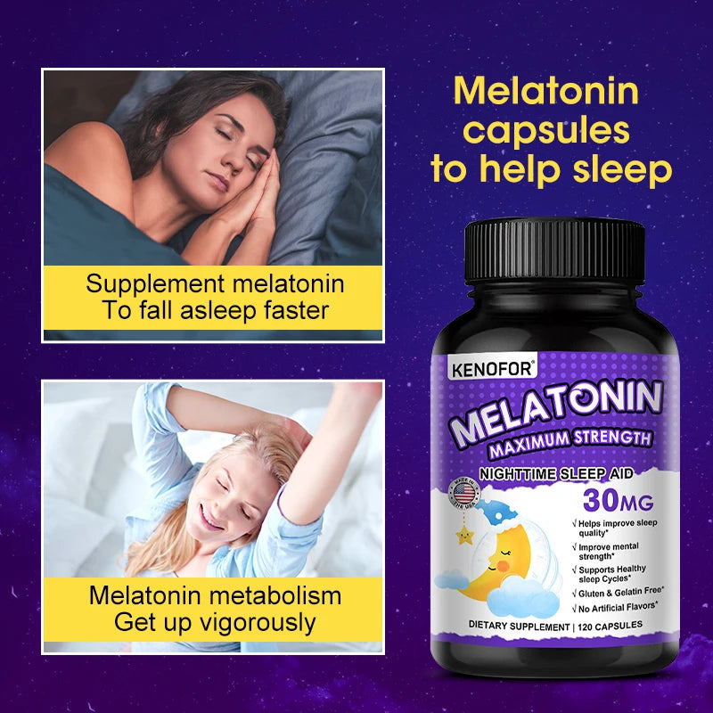 VITALXTRA Melatonin 30mg Capsules – Natural Sleep Support Sleep Support Supplement Qst