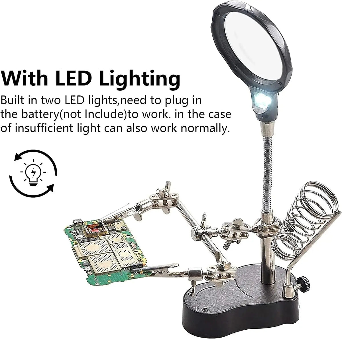 Desktop Magnifying Glass Soldering Station with Helping Hands Magnifying Soldering Station Qme