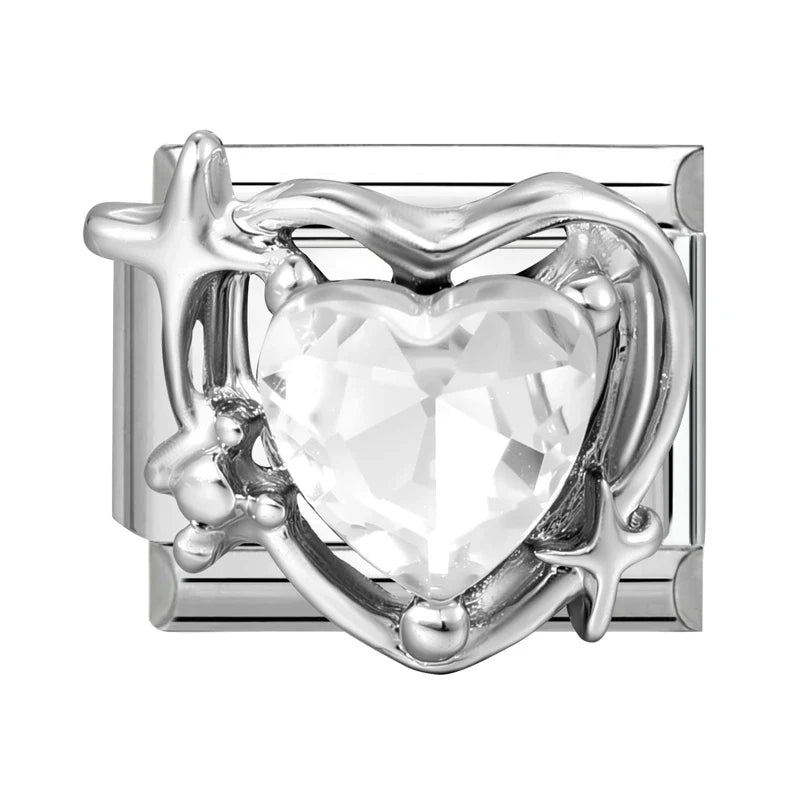 Zircon Italian Charm Links – Heart Bow Butterfly Star 9mm