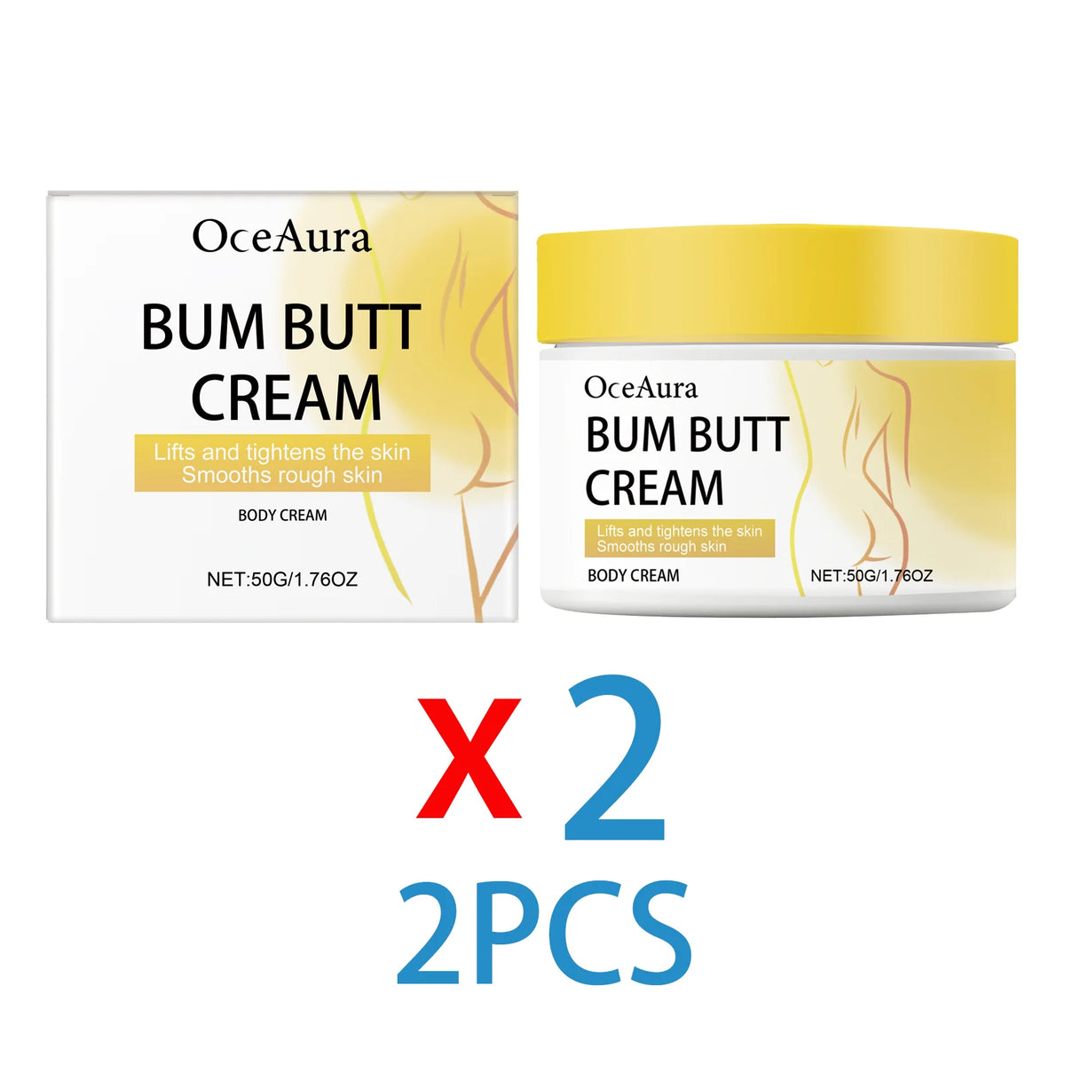 OceAura Butt Firming Cream – Collagen & Retinol Body Toner Body Firming Cream Qst 2PCS