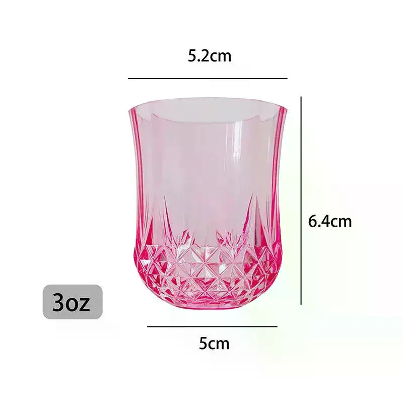 Diamond Cut Retro Plastic Wine Cups 90ml – Set of 6 Plastic Wine Cups Qme