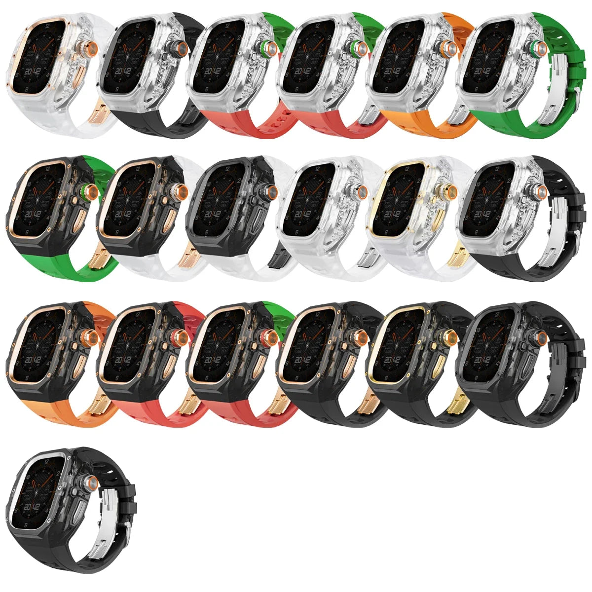 Apple Watch Ultra 3/2 Transparent Case & Silicone Band – Refit Mod Watch Case & Band Kit Qme
