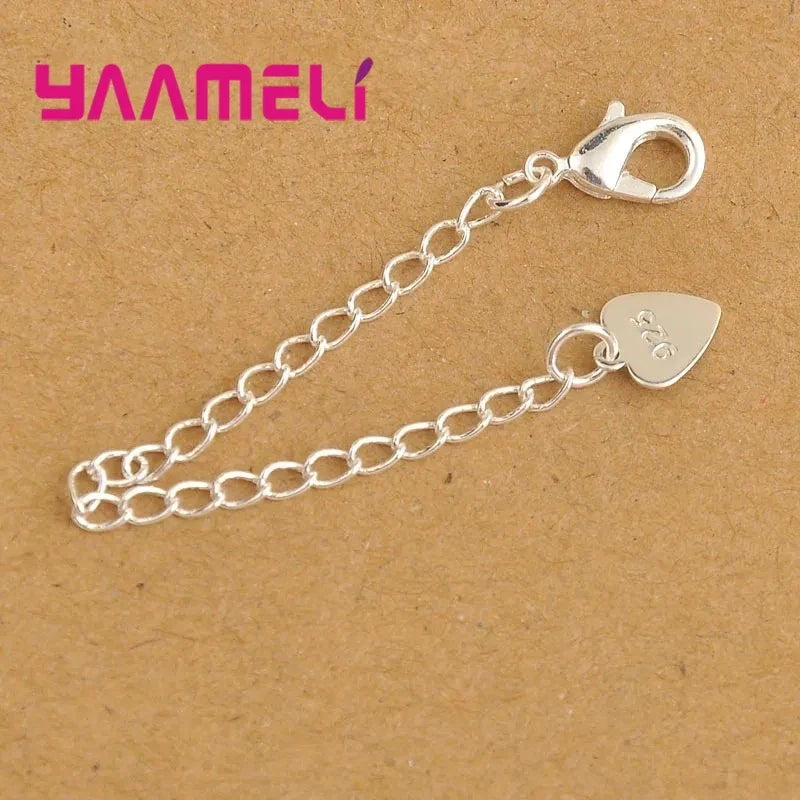 925 Sterling Silver Extension Chains Heart Tag – Pack of 10 Jewelry Findings Qme