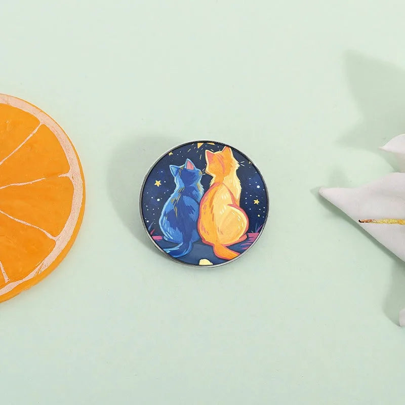 Galaxy Cat Enamel Pin – Cute Starry Sky Kitten Lapel Pin Enamel Lapel Pin Qme