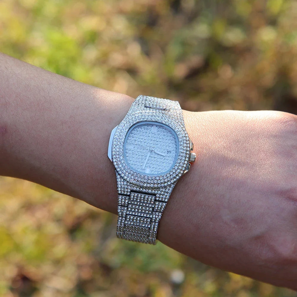 Diamond Studded Waterproof Quartz Watch – Alloy Fashion Watch Fashion Quartz Watch Qme