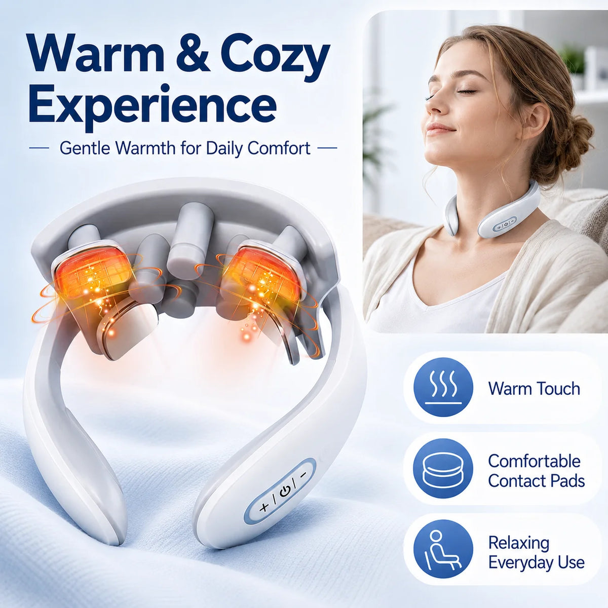 PAQIN Smart Neck Massager – 5 Modes, Portable Ergonomic Neck Massager Qst