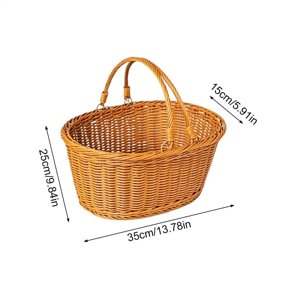 Woven Picnic & Harvest Basket with Handle | Storage Hamper Woven Storage Basket Qme small China Mainland