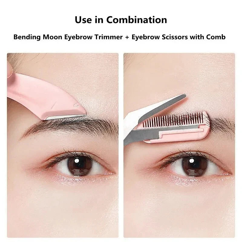 Stainless Steel Eyebrow Scissors & Comb Trimmer Set Eyebrow Trimmer Scissors Qme