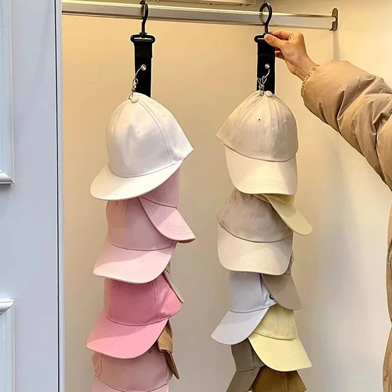 Wall-Mounted Baseball Cap Hanger Organizer with 8 Clips Cap Hanger Organizer Qme