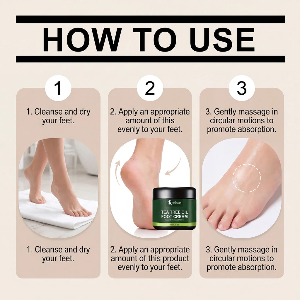 Tea Tree Oil Foot Cream – Moisturizing Dry Cracked Heels Foot Care Cream Qme