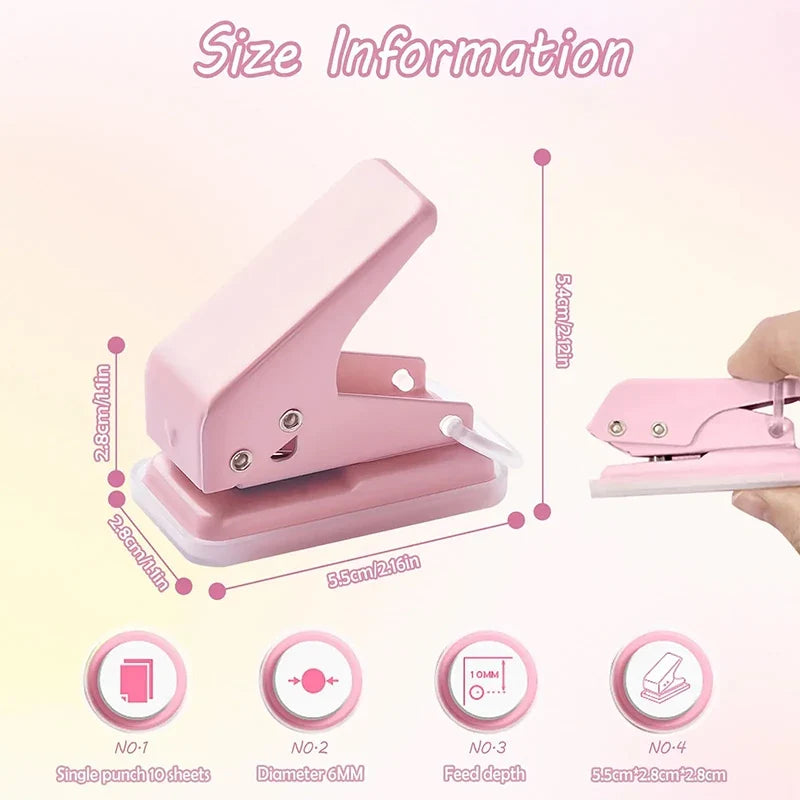 Mini Single Hole Punch – Portable Kawaii Paper Puncher Single Hole Punch Qme