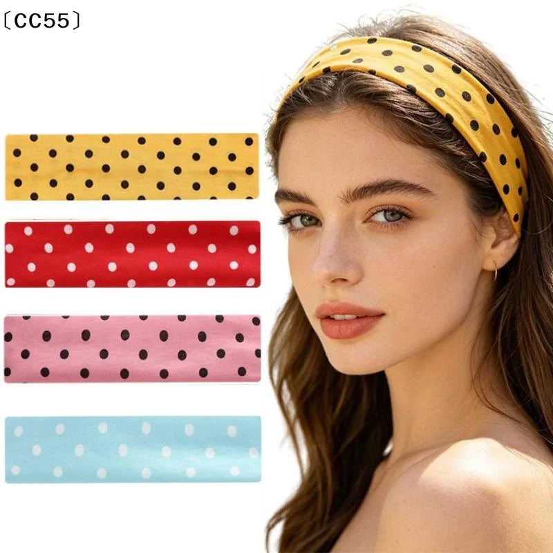 Boho Polka Dot Wide Stretch Headband – Women's Hair Accessory Wide Stretch Headband Qst