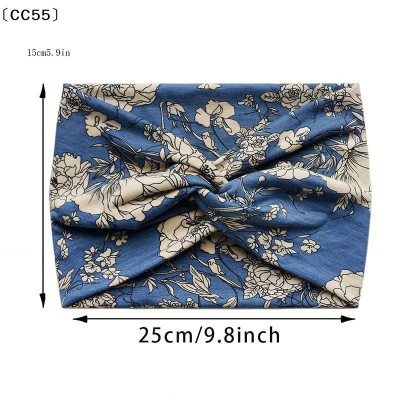 Paisley Twist Turban Headband – Wide Non-Slip Stretch Hair Wrap Turban Headband Qst