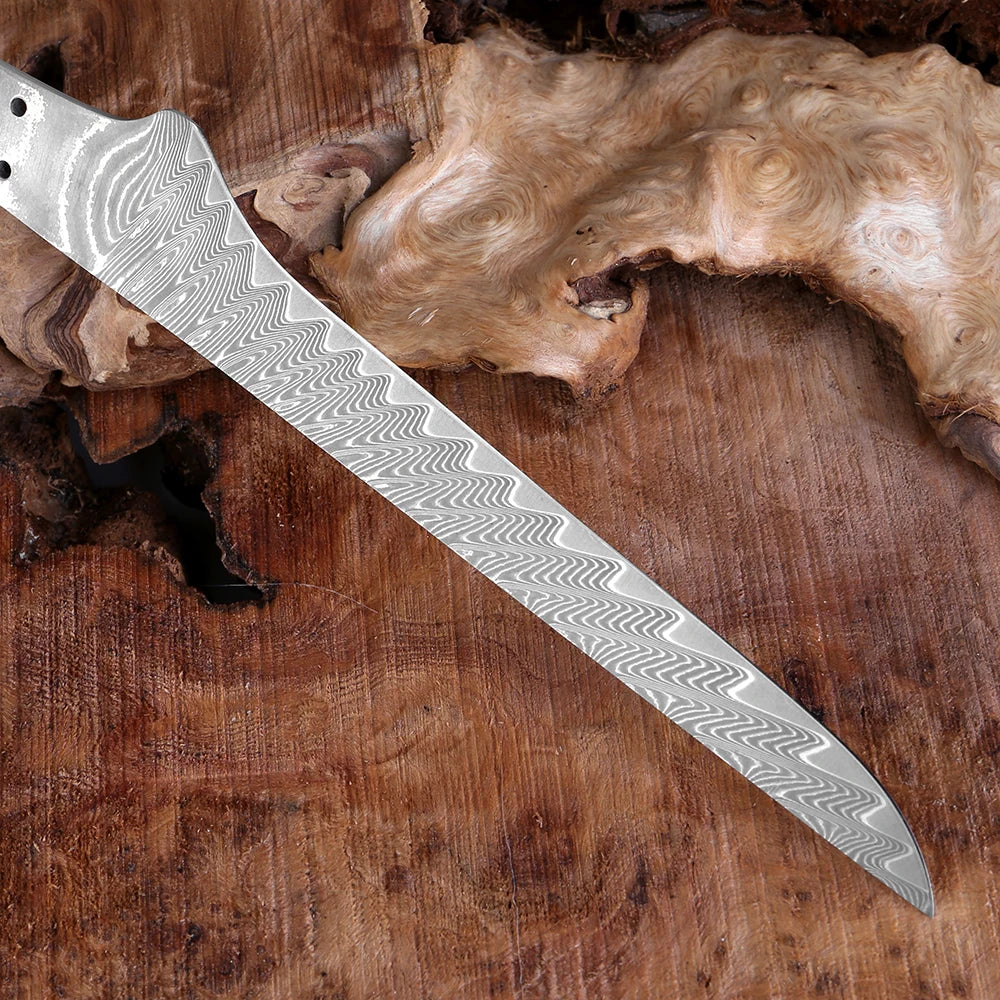 67-Layer Damascus Steel Boning Knife Blank Blade – Full Tang DIY Knife Blank Blade Qst