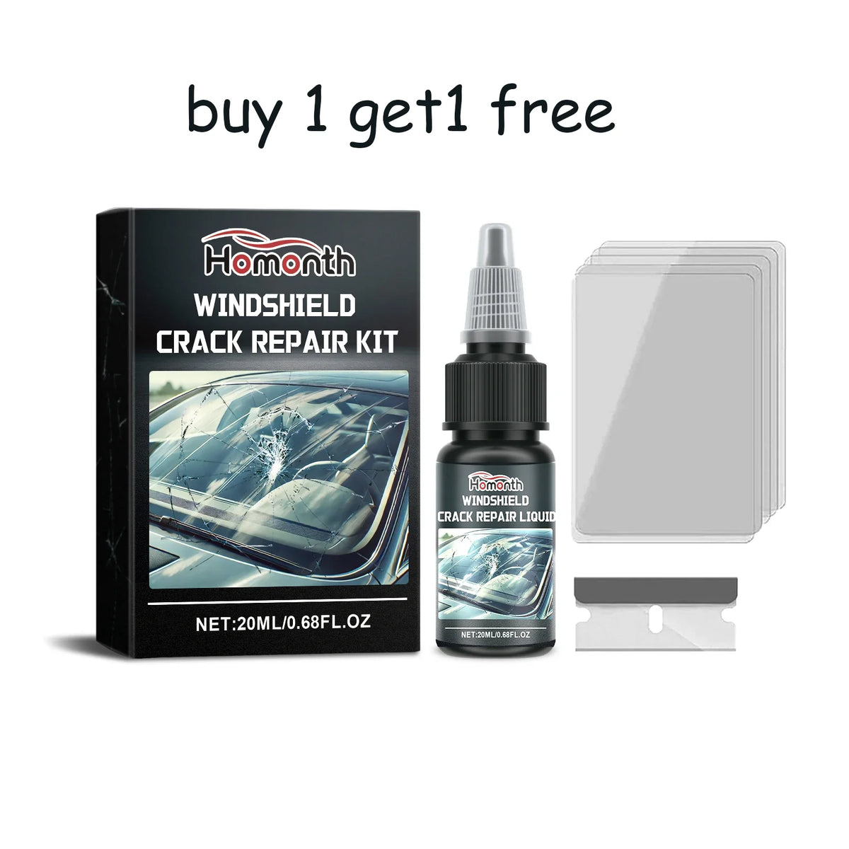 Windshield Glass Crack Repair Kit – Clear Adhesive Liquid 20ml Windshield Repair Kit Qst 2 set