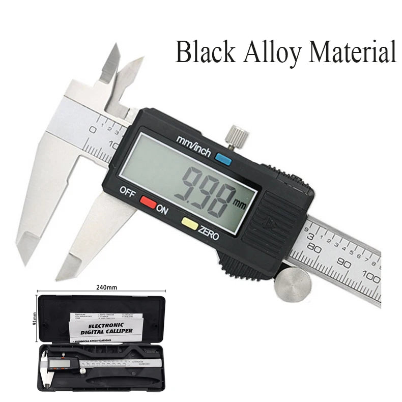Digital Caliper 6" 150mm Stainless Steel Vernier Measuring Tool Digital Caliper Qst Black Alloy